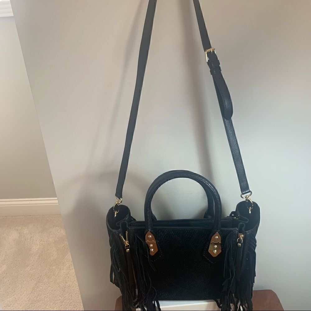 Henri Bendel A-List Satchel Black with Fringe - Picture 15 of 15